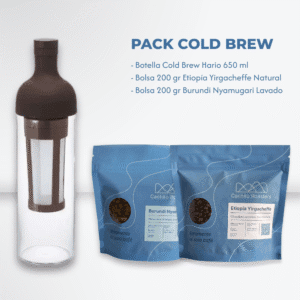 Pack Cold Brew 1 botella y 2 bolsas de cafe de especialidad
